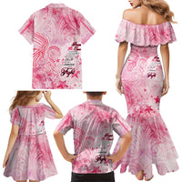 Breast Cancer Awareness Month Family Matching Mermaid Dress and Hawaiian Shirt Butterfly Polynesia Watercolor Pink DT02 - Polynesian Pride