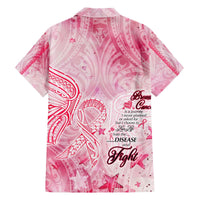 Breast Cancer Awareness Month Family Matching Off The Shoulder Long Sleeve Dress and Hawaiian Shirt Butterfly Polynesia Watercolor Pink