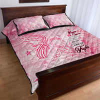 Breast Cancer Awareness Month Quilt Bed Set Butterfly Polynesia Watercolor Pink
