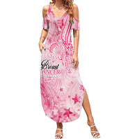 Breast Cancer Awareness Month Summer Maxi Dress Butterfly Polynesia Watercolor Pink
