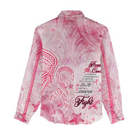 Breast Cancer Awareness Month Women Casual Shirt Butterfly Polynesia Watercolor Pink