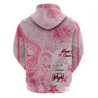 Breast Cancer Awareness Month Zip Hoodie Butterfly Polynesia Watercolor Pink