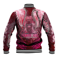 Breast Cancer Warrior Baseball Jacket Angel Wings Polynesian Pattern