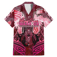 Breast Cancer Warrior Family Matching Mermaid Dress and Hawaiian Shirt Angel Wings Polynesian Pattern DT02 Dad's Shirt - Short Sleeve Pink - Polynesian Pride