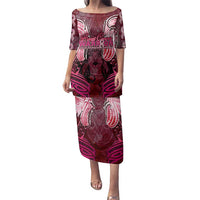 Breast Cancer Warrior Family Matching Puletasi and Hawaiian Shirt Angel Wings Polynesian Pattern DT02 Mom's Dress Pink - Polynesian Pride