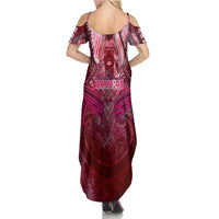Breast Cancer Warrior Family Matching Summer Maxi Dress and Hawaiian Shirt Angel Wings Polynesian Pattern DT02 - Polynesian Pride