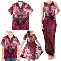 Breast Cancer Warrior Family Matching Tank Maxi Dress and Hawaiian Shirt Angel Wings Polynesian Pattern DT02 - Polynesian Pride
