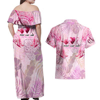 Breast Cancer Polynesian Couples Matching Off Shoulder Maxi Dress and Hawaiian Shirt I Can Do All Things Through Christ DT02 - Polynesian Pride