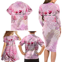 Breast Cancer Polynesian Family Matching Long Sleeve Bodycon Dress and Hawaiian Shirt I Can Do All Things Through Christ DT02 - Polynesian Pride