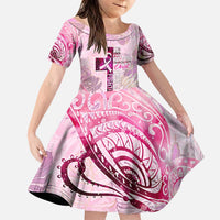 Breast Cancer Polynesian Family Matching Puletasi and Hawaiian Shirt I Can Do All Things Through Christ DT02 Daughter's Dress Pink - Polynesian Pride