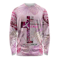 Breast Cancer Polynesian Long Sleeve Shirt I Can Do All Things Through Christ