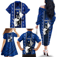 Guam Chamorro Warrior Family Matching Off Shoulder Long Sleeve Dress and Hawaiian Shirt Traditional Tribal Patterns DT02 - Polynesian Pride