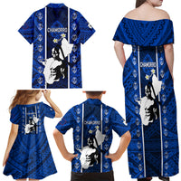 Guam Chamorro Warrior Family Matching Off Shoulder Maxi Dress and Hawaiian Shirt Traditional Tribal Patterns DT02 - Polynesian Pride
