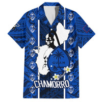 Guam Chamorro Warrior Family Matching Off Shoulder Maxi Dress and Hawaiian Shirt Traditional Tribal Patterns DT02 Dad's Shirt - Short Sleeve Blue - Polynesian Pride