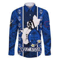 Guam Chamorro Warrior Family Matching Off Shoulder Maxi Dress and Hawaiian Shirt Traditional Tribal Patterns DT02 Dad's Shirt - Long Sleeve Blue - Polynesian Pride