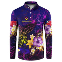 Wallis and Futuna Button Sweatshirt Whale Hibiscus Polynesian