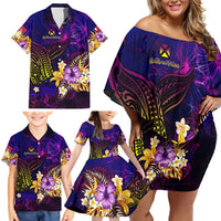 Wallis and Futuna Family Matching Off Shoulder Short Dress and Hawaiian Shirt Whale Hibiscus Polynesian DT02 - Polynesian Pride