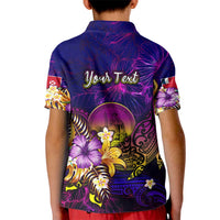 Wallis and Futuna Kid Polo Shirt Whale Hibiscus Polynesian