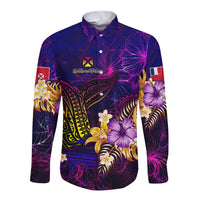 Wallis and Futuna Long Sleeve Button Shirt Whale Hibiscus Polynesian DT02 Unisex Purple - Polynesian Pride