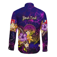 Wallis and Futuna Long Sleeve Button Shirt Whale Hibiscus Polynesian DT02 - Polynesian Pride