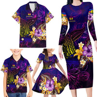 New Caledonia Family Matching Long Sleeve Bodycon Dress and Hawaiian Shirt Whale Hibiscus Polynesian DT02 - Polynesian Pride