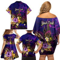 New Caledonia Family Matching Off Shoulder Short Dress and Hawaiian Shirt Whale Hibiscus Polynesian DT02 - Polynesian Pride