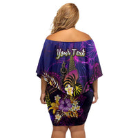New Caledonia Family Matching Off Shoulder Short Dress and Hawaiian Shirt Whale Hibiscus Polynesian DT02 - Polynesian Pride