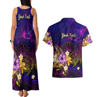 Tahiti French Polynesia Couples Matching Tank Maxi Dress and Hawaiian Shirt Whale Hibiscus Polynesian DT02 - Polynesian Pride