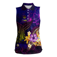 Tahiti French Polynesia Women Sleeveless Polo Shirt Whale Hibiscus Polynesian DT02 Female Purple - Polynesian Pride