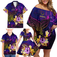 Cook Islands Family Matching Off Shoulder Short Dress and Hawaiian Shirt Whale Hibiscus Polynesian DT02 - Polynesian Pride