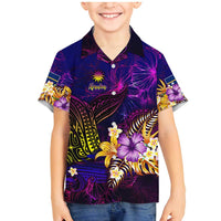 Nauru Family Matching Mermaid Dress and Hawaiian Shirt Whale Hibiscus Polynesian DT02 Son's Shirt Purple - Polynesian Pride