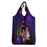 Nauru Grocery Bag Whale Hibiscus Polynesian