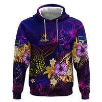Nauru Zip Hoodie Whale Hibiscus Polynesian