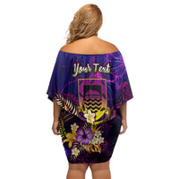Tuvalu Family Matching Off Shoulder Short Dress and Hawaiian Shirt Whale Hibiscus Polynesian DT02 - Polynesian Pride