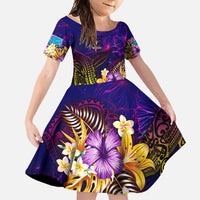 Tuvalu Family Matching Tank Maxi Dress and Hawaiian Shirt Whale Hibiscus Polynesian DT02 Daughter's Dress Purple - Polynesian Pride