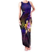Tuvalu Family Matching Tank Maxi Dress and Hawaiian Shirt Whale Hibiscus Polynesian DT02 Mom's Dress Purple - Polynesian Pride