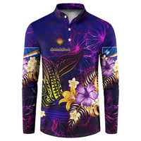 Marshall Islands Button Sweatshirt Whale Hibiscus Polynesian