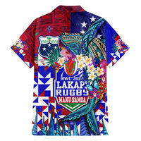 Manu Samoa Rugby 2023 Family Matching Short Sleeve Bodycon Dress and Hawaiian Shirt Humpback Whale Hexagon Tribal Tropical Style DT02 - Polynesian Pride