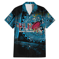 Fiji Rugby Family Matching Mermaid Dress and Hawaiian Shirt Bring The Heat DT02 Dad's Shirt - Short Sleeve Blue - Polynesian Pride