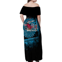 Fiji Rugby Family Matching Off Shoulder Maxi Dress and Hawaiian Shirt Bring The Heat DT02 - Polynesian Pride