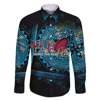 Fiji Rugby Family Matching Summer Maxi Dress and Hawaiian Shirt Bring The Heat DT02 Dad's Shirt - Long Sleeve Blue - Polynesian Pride