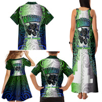 Personalised New Zealand Warriors Family Matching Tank Maxi Dress and Hawaiian Shirt Maori Silver Fern Green DT02 - Polynesian Pride