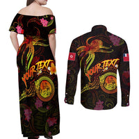 Wallis and Futuna Couples Matching Off Shoulder Maxi Dress and Long Sleeve Button Shirt Octopus Plumeria Polynesian Tattoo DT02 - Polynesian Pride