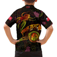 Wallis and Futuna Family Matching Off Shoulder Short Dress and Hawaiian Shirt Octopus Plumeria Polynesian Tattoo DT02 - Polynesian Pride