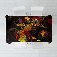 Wallis and Futuna Tablecloth Octopus Plumeria Polynesian Tattoo DT02 Black - Polynesian Pride