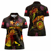 Wallis and Futuna Women Polo Shirt Octopus Plumeria Polynesian Tattoo DT02 - Polynesian Pride