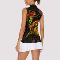 Wallis and Futuna Women Sleeveless Polo Shirt Octopus Plumeria Polynesian Tattoo DT02 - Polynesian Pride