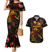 New Caledonia Couples Matching Mermaid Dress and Hawaiian Shirt Octopus Plumeria Polynesian Tattoo DT02 Black - Polynesian Pride