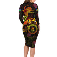 New Caledonia Family Matching Long Sleeve Bodycon Dress and Hawaiian Shirt Octopus Plumeria Polynesian Tattoo DT02 - Polynesian Pride
