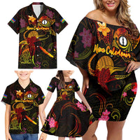 New Caledonia Family Matching Off Shoulder Short Dress and Hawaiian Shirt Octopus Plumeria Polynesian Tattoo DT02 - Polynesian Pride